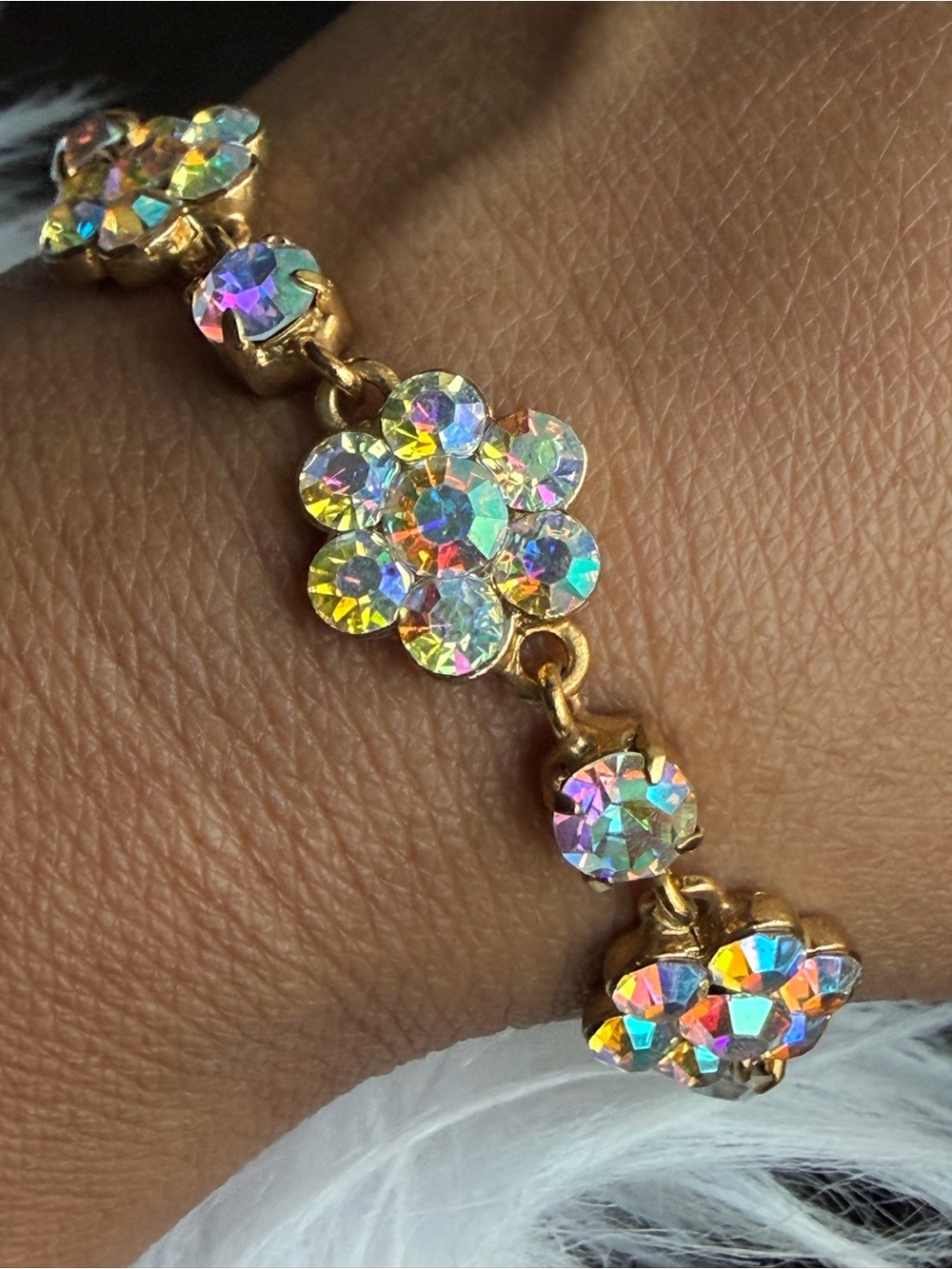 Gold-Tone Aurora Crystal Flower Bracelet